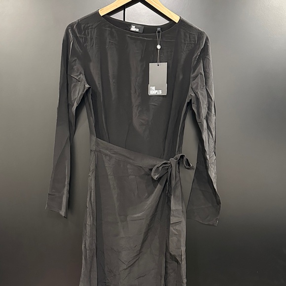 The Kooples Black Silk Maxi Tie Waist Dress - Picture 3 of 4